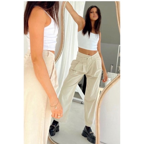 Lioness Pants - Lioness La‎ Mesa Crossover Front Corduroy Trousers Size L